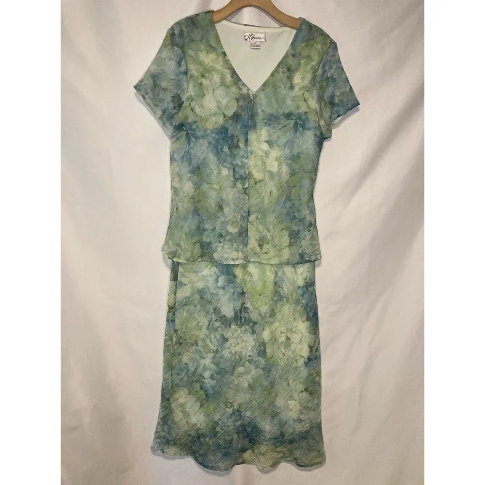 Fairycore Maxi Dress Skirt 16 Sheer Whimsical Flowy Mermaid Green Blue